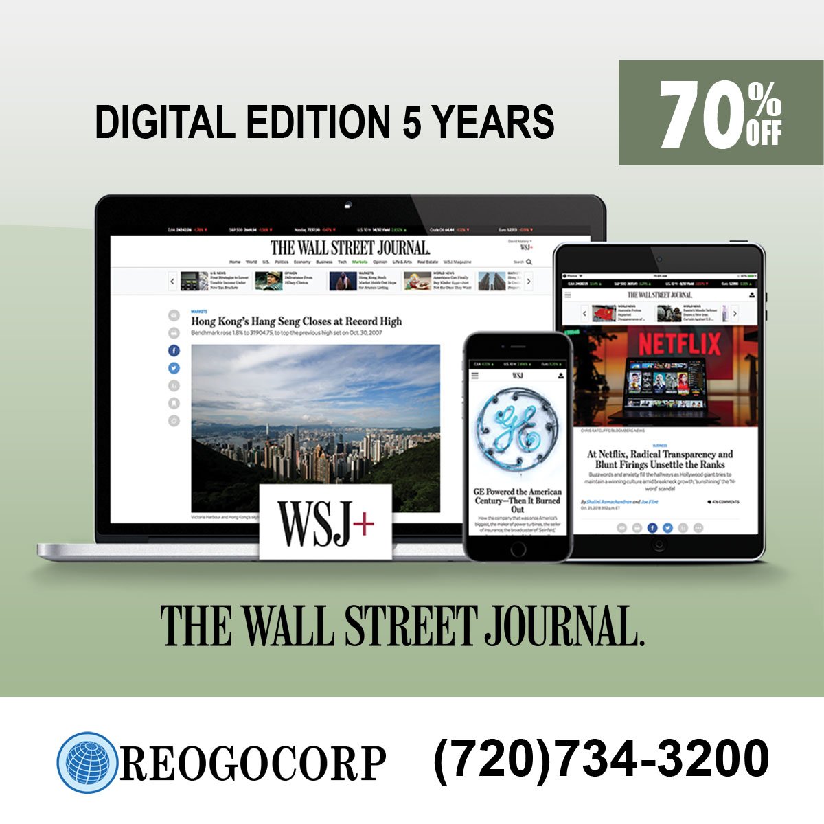 The WSJ Digital Subscription 5-Year at 70% Discount The WSJ Digital Subscription 5-Year at 70% Discount