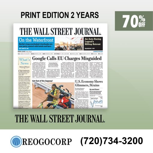 The WSJ Print Edition Subscription for 2 Years with a 70% Discount