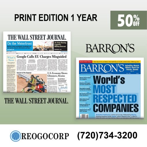 Wall Street Journal and Barron's Print Subscription for 1 Year at 50% Off
